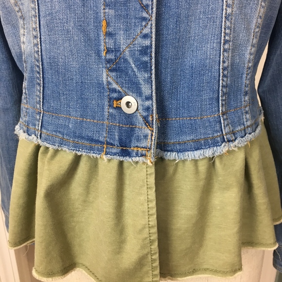 Pilcro & Letterpress Ruffle Denim Jean Jacket Med - Picture 3 of 4